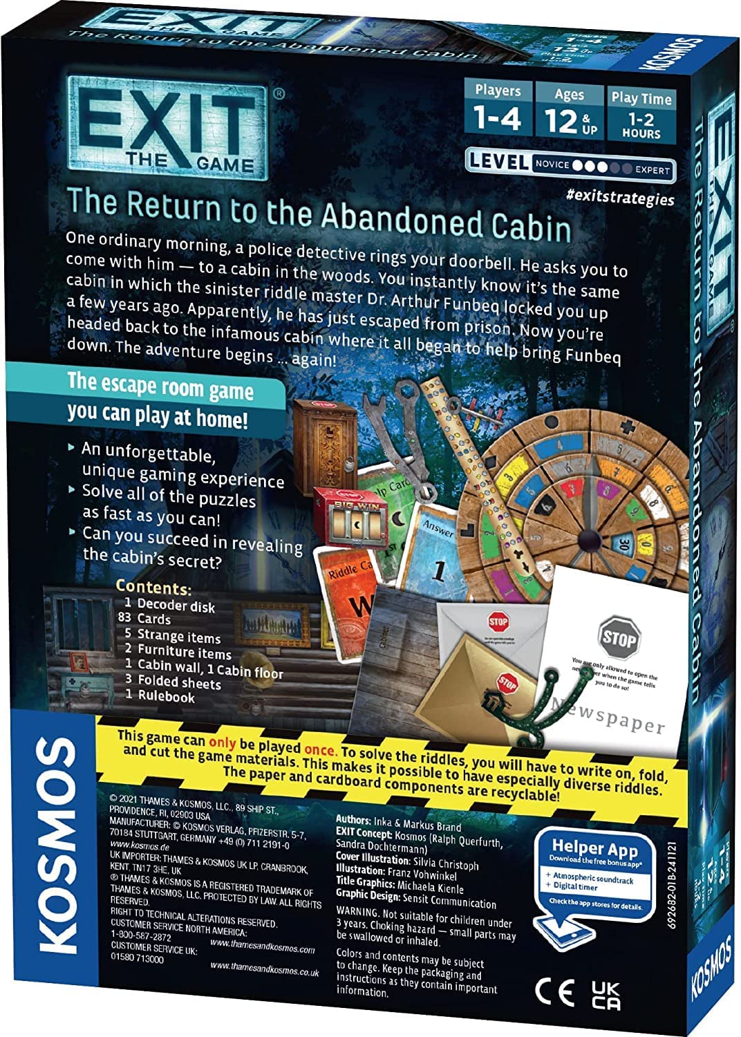 Thames & Kosmos EXIT - Die Rückkehr in die verlassene Hütte, Escape Room Kartenspiel, Familienspiele für Spieleabend, Brettspiele für Erwachsene und Kinder, für 1 bis 4 Spieler, ab 12 Jahren