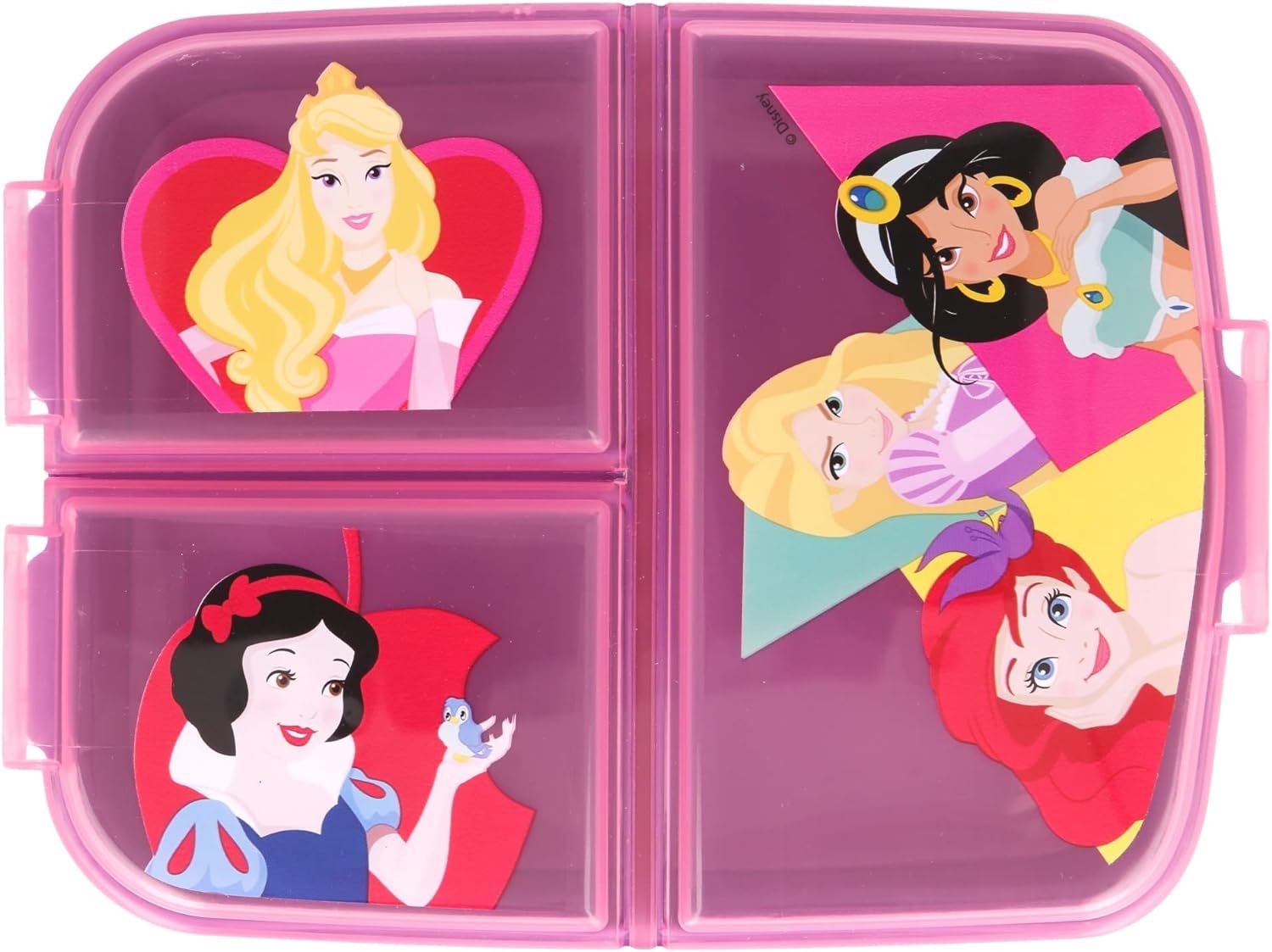Disney Princesses Children's Sandwich Box with 3 Compartments - Children's Lunch Box - Snack Box - Decorated Lunch Box