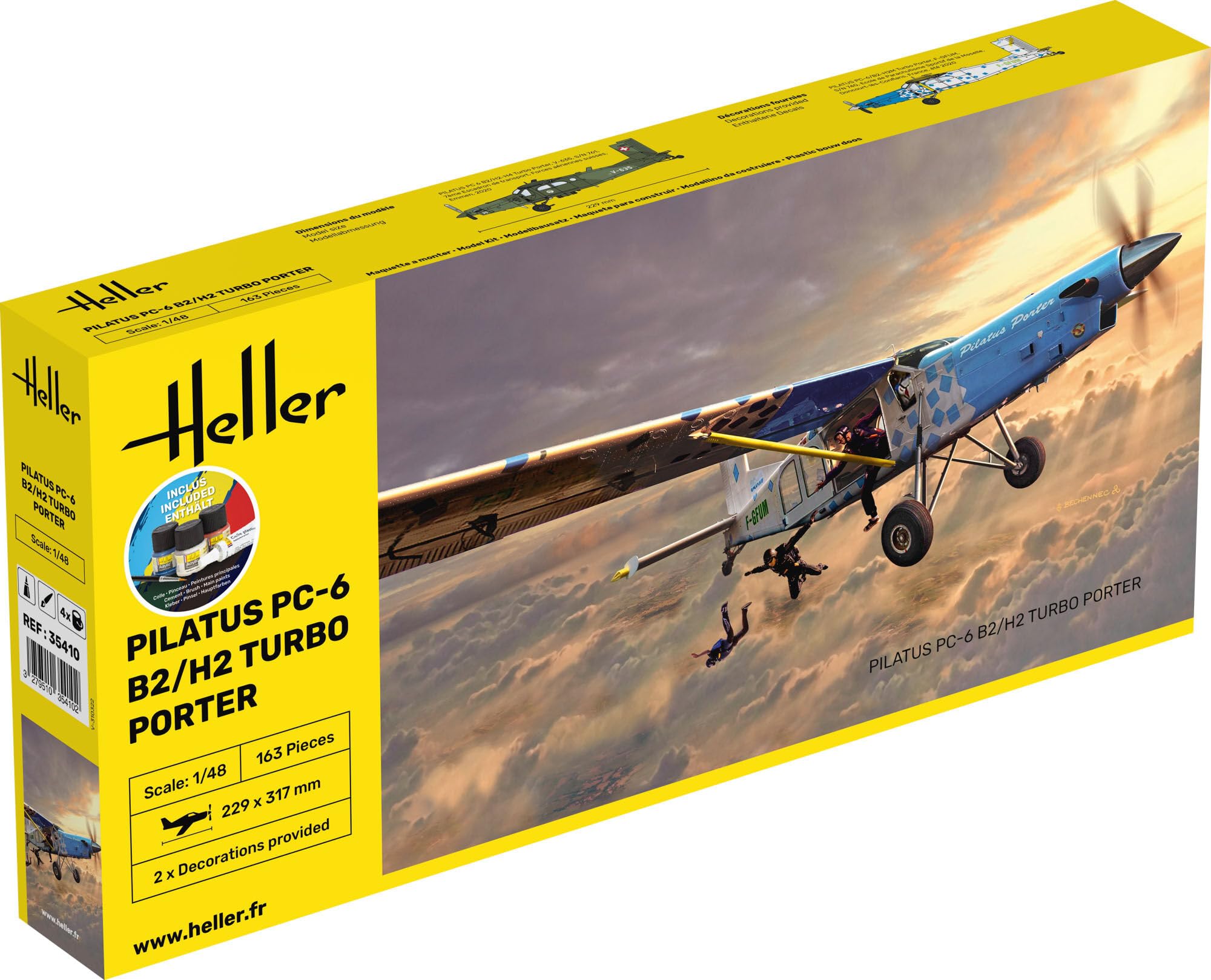 HELLER JOUSTRA Maqueta de avión: Starter kit: PILATUS PC-6 B2/H2 Turbo Porter