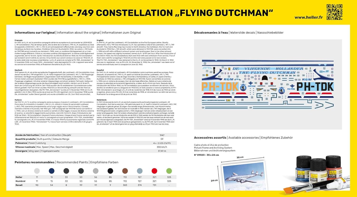 Maquette avion : Starter Kit : Lockheed L-749 Constellation Fliying Dutchman