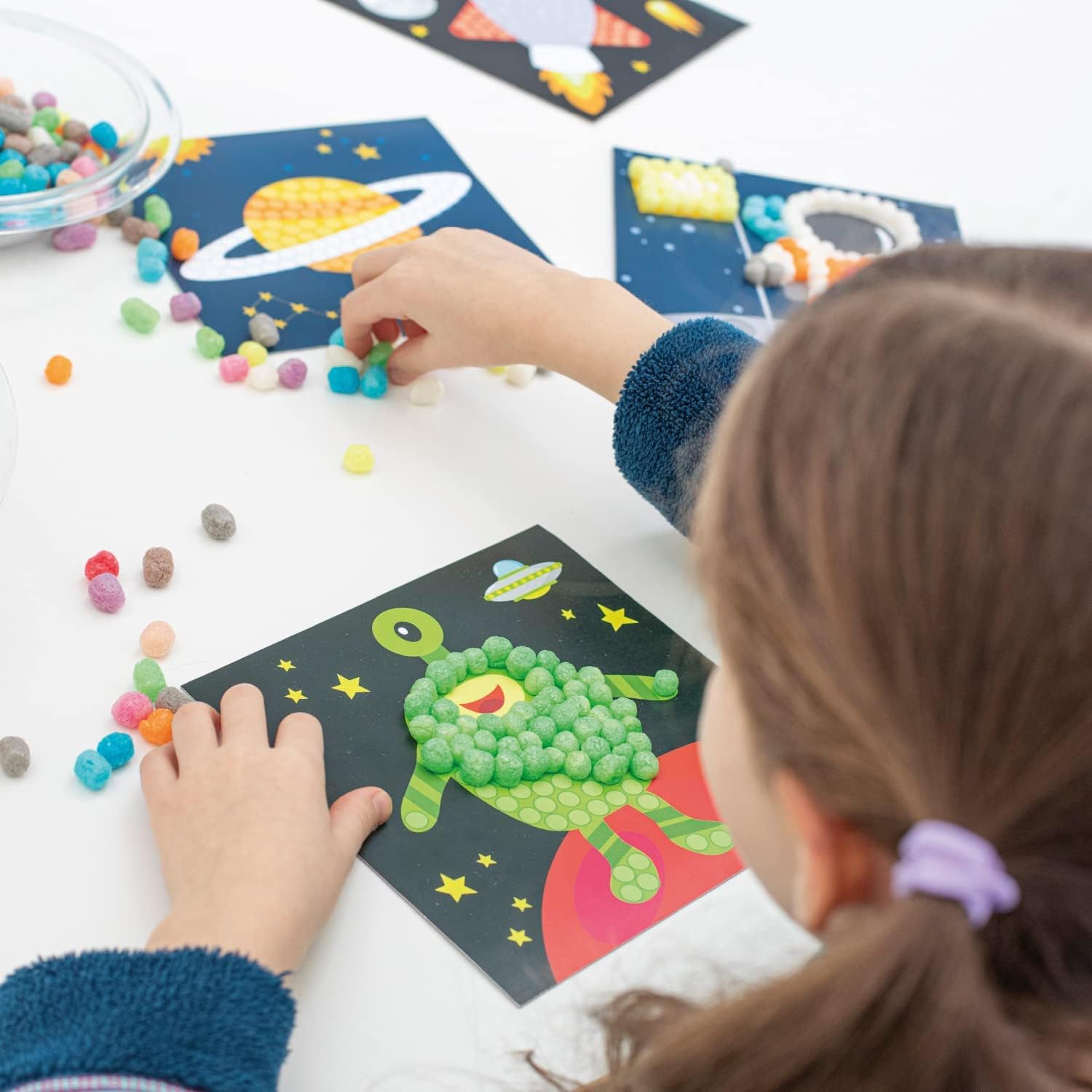PlayMais Mosaic Little Cosmos Creative Set for Crafts for Children from 3 Years Over 2,300 6 Mosaic Adhesive Pictures Promotes Creativity and Fine Motor Skills Natural Toy