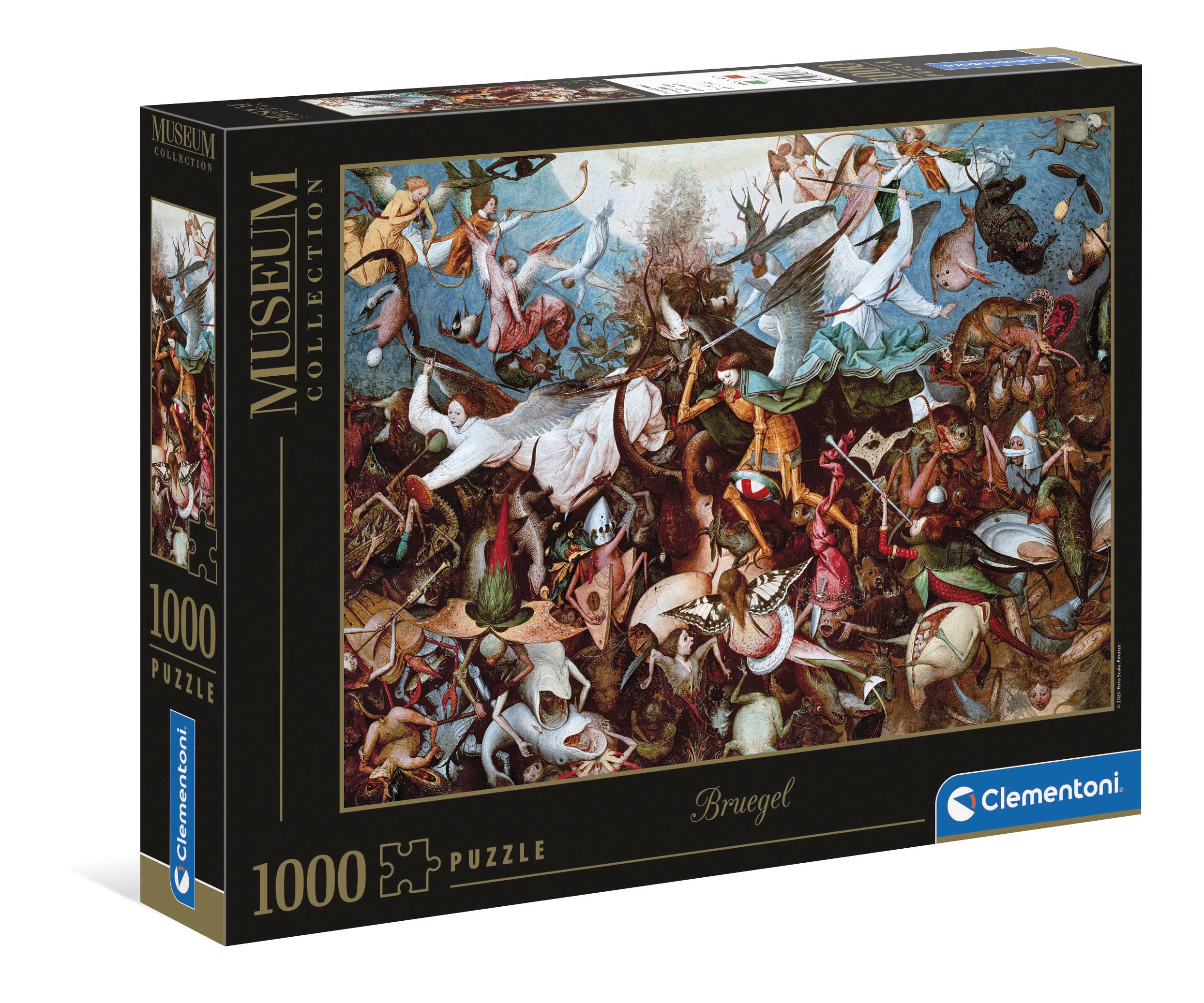 Clementoni - Puzzle Adulto 1000 Piezas Cuadro La Caída de los Ángeles Rebeldes de Bruegel, Colección Museos, (39662