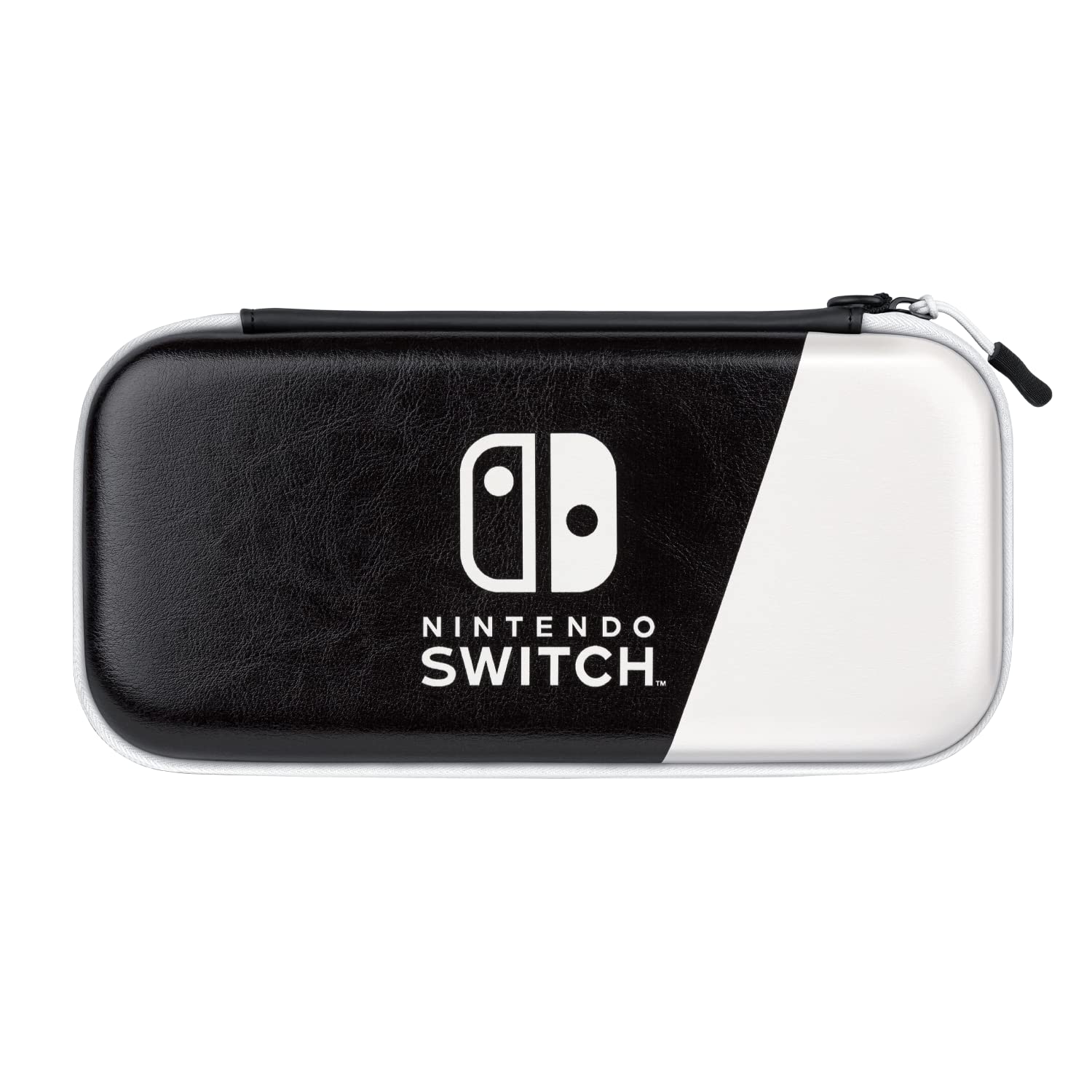 PDP Gaming Officially Licensed Switch Slim Deluxe Travel Case - OLED Edition - Hardshell Protection - Protective Vegan Leather - Black/White - Nintendo Switch Oled Black and White