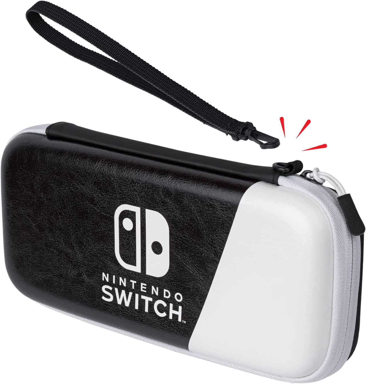 PDP Gaming Officially Licensed Switch Slim Deluxe Travel Case - OLED Edition - Hardshell Protection - Protective Vegan Leather - Black/White - Nintendo Switch Oled Black and White