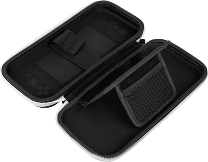 PDP Gaming Officially Licensed Switch Slim Deluxe Travel Case - OLED Edition - Hardshell Protection - Protective Vegan Leather - Black/White - Nintendo Switch Oled Black and White