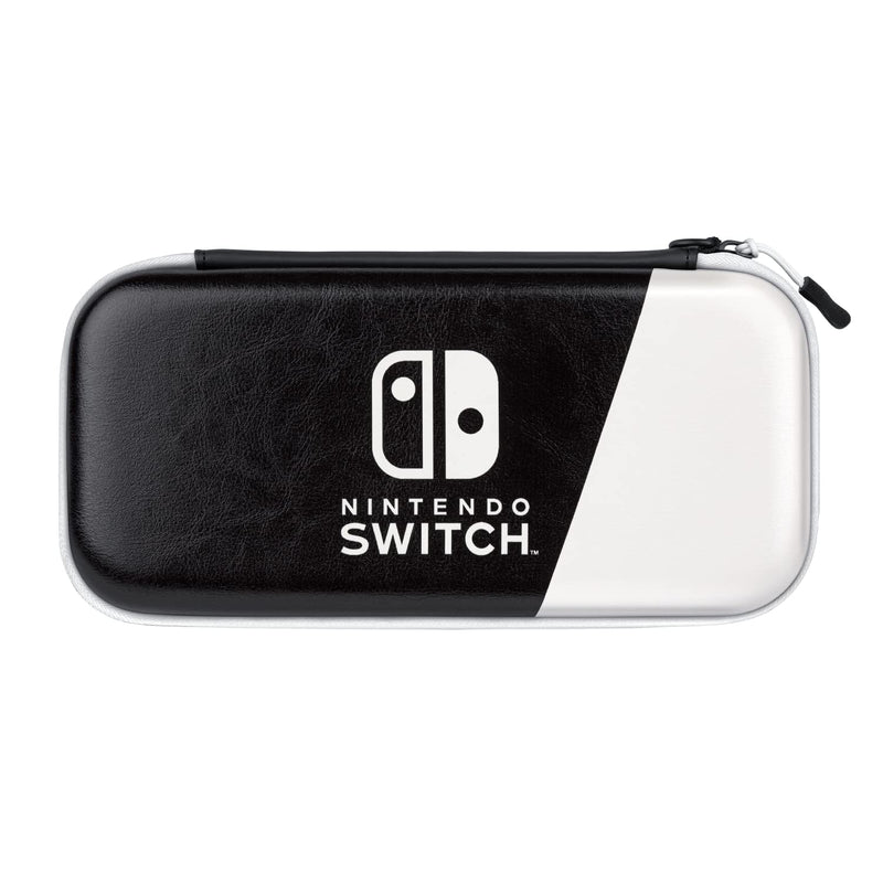 PDP Gaming Officially Licensed Switch Slim Deluxe Travel Case - OLED Edition - Hardshell Protection - Protective Vegan Leather - Black/White - Nintendo Switch Oled Black and White