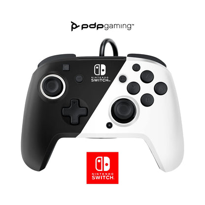PDP Gaming Faceoff Deluxe+ Wired Switch Pro Controller - Black and white - Officially Licensed by Nintendo - Customizable buttons and paddles - Ergonomic Controllers black and white Black and White