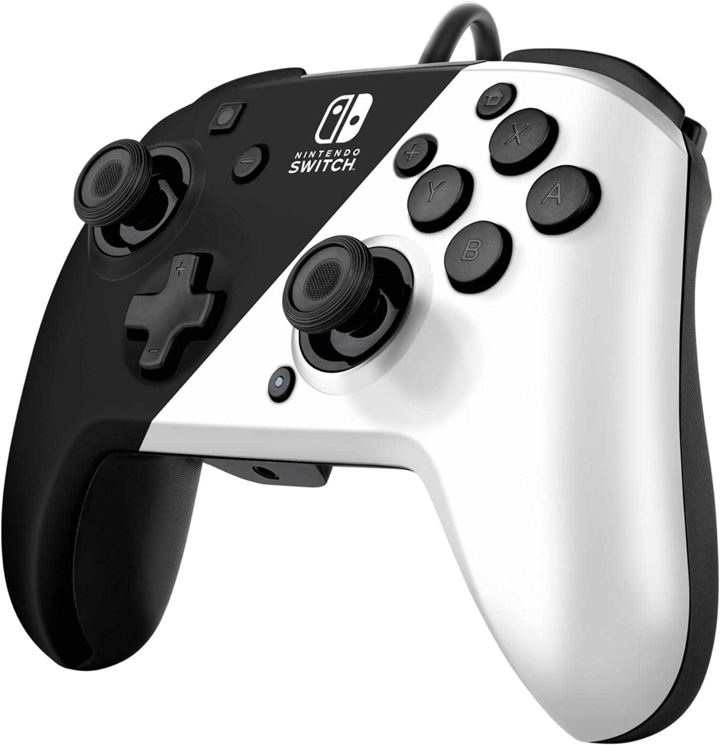 PDP Gaming Faceoff Deluxe+ Wired Switch Pro Controller - Black and white - Officially Licensed by Nintendo - Customizable buttons and paddles - Ergonomic Controllers black and white Black and White