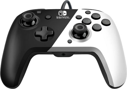 PDP Gaming Faceoff Deluxe+ Wired Switch Pro Controller - Black and white - Officially Licensed by Nintendo - Customizable buttons and paddles - Ergonomic Controllers black and white Black and White