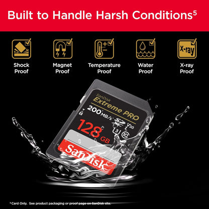 SanDisk 128GB Extreme PRO scheda SDXC + RescuePro Deluxe fino a 200 MB/s UHS-I Class 10 U3 V30