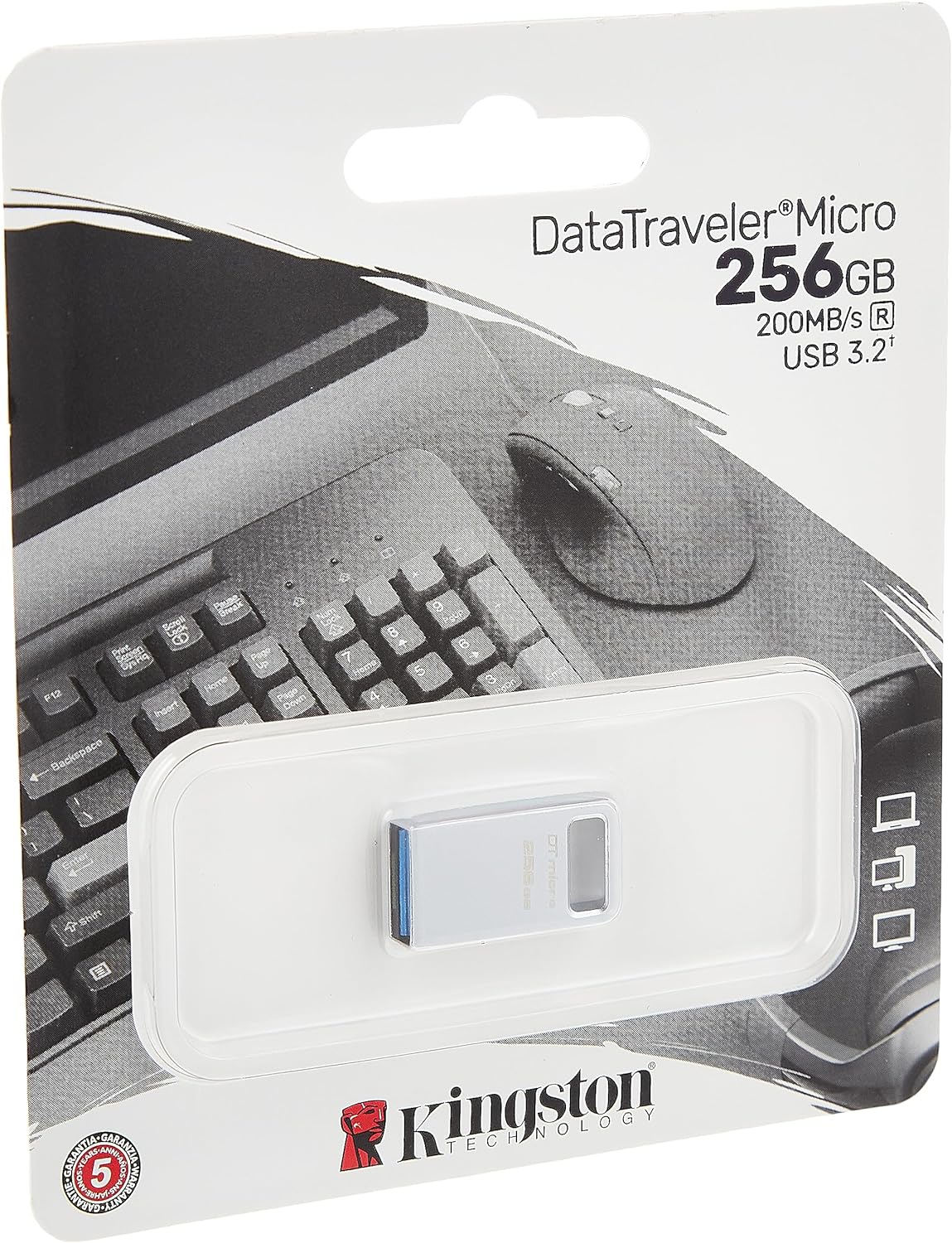 Kingston DataTraveler Micro USB Flash Drive 128GB 200MB/s Metal USB 3.2 Gen 1 - DTMC3G2/128GB