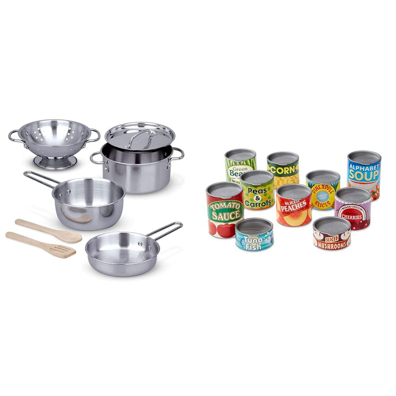 Melissa & Doug Pots & Pans Set | Pretend Play | Play Food | 3+ | Gift for Boy or Girl & | Canned Food Play Set | Pretend Play | Play Food | 3+ | Gift for Boy or Girl