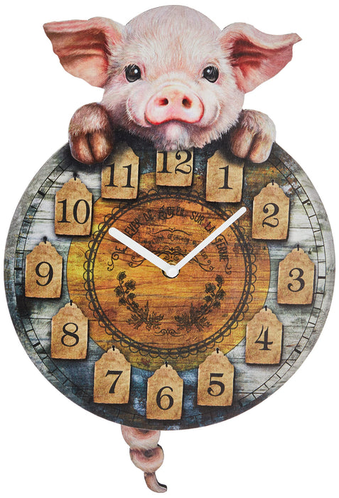 Nemesis Now Piggin' Tickin' Clock 32cm Brown, Polyresin