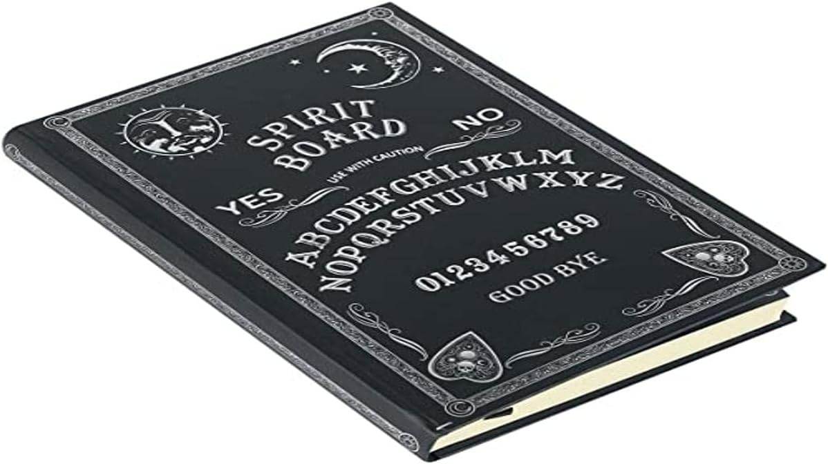 Nemesis Now Black and White Spirit Board and Planchette Jewellery Storage Box with Mirror, MDF, One Size & Embossed Journal Black and White Spirit Board 17cm, Coated, Wood Free Paper + Black and White