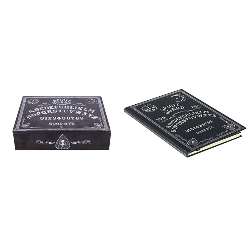 Nemesis Now Black and White Spirit Board and Planchette Jewellery Storage Box with Mirror, MDF, One Size & Embossed Journal Black and White Spirit Board 17cm, Coated, Wood Free Paper + Black and White