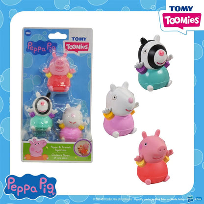 Toomies E73413 Peppa and Friends Squirters, Soft Touch Squeezable Bath Toys, Water Squirter Playset, Multicolor, Small Peppa & Friends Squirters