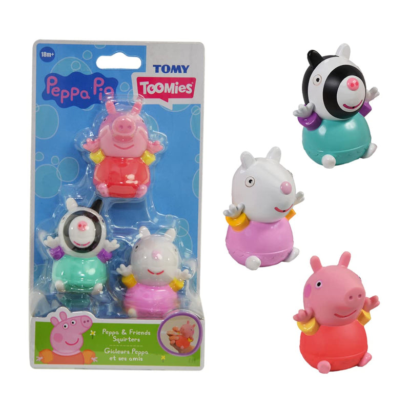 Toomies E73413 Peppa and Friends Squirters, Soft Touch Squeezable Bath Toys, Water Squirter Playset, Multicolor, Small Peppa & Friends Squirters