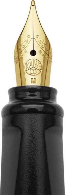 Moleskine x Kaweco Fountain Pen in ABS plastic with Gold-Plated Size M Nib and Refillable Ballpen for Writers, Note-Takers, Refill 1.0mm with Blue Ink and 6 Blue Ink Cartridges included, Color Black
