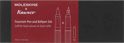 Moleskine x Kaweco Fountain Pen in ABS plastic with Gold-Plated Size M Nib and Refillable Ballpen for Writers, Note-Takers, Refill 1.0mm with Blue Ink and 6 Blue Ink Cartridges included, Color Red