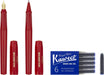 Moleskine x Kaweco Fountain Pen in ABS plastic with Gold-Plated Size M Nib and Refillable Ballpen for Writers, Note-Takers, Refill 1.0mm with Blue Ink and 6 Blue Ink Cartridges included, Color Red