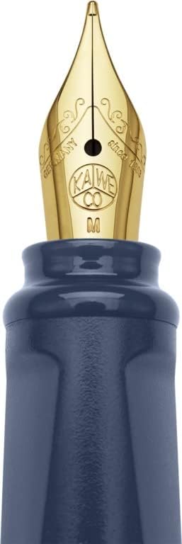 Moleskine x Kaweco Fountain Pen in ABS plastic with Gold-Plated Size M Nib and Refillable Ballpen for Writers, Note-Takers, Refill 1.0mm with Blue Ink and 6 Blue Ink Cartridges included, Color Blue