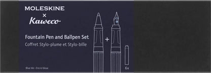 Moleskine x Kaweco Fountain Pen in ABS plastic with Gold-Plated Size M Nib and Refillable Ballpen for Writers, Note-Takers, Refill 1.0mm with Blue Ink and 6 Blue Ink Cartridges included, Color Blue