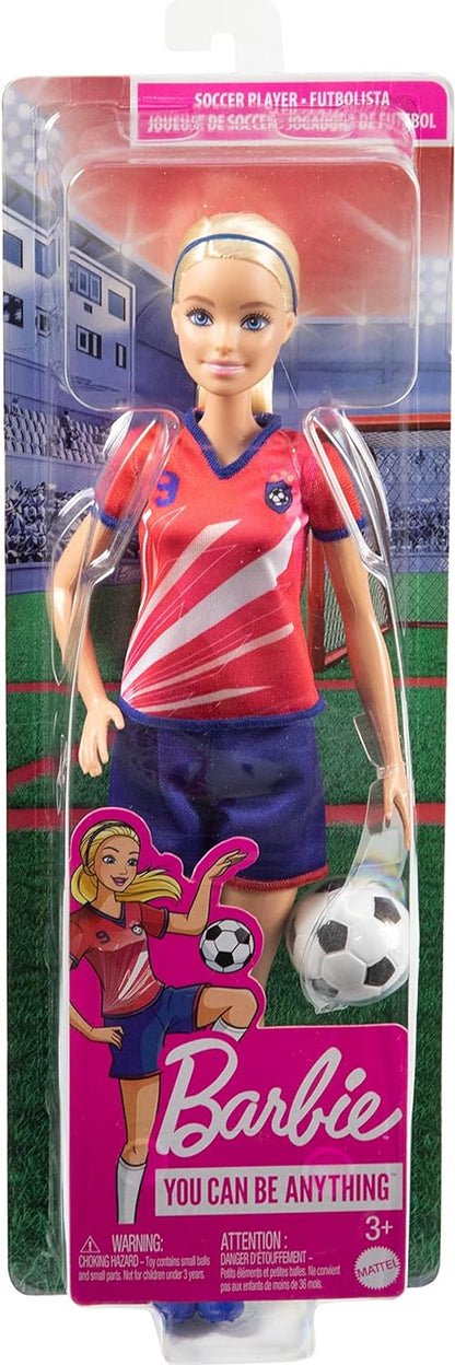 Barbie Soccer Doll, Blonde Ponytail, Colorful #9 Uniform, Soccer Ball, Cleats, Tall Socks, Great Sports-Inspired Gift for Ages 3 and Up, HCN17