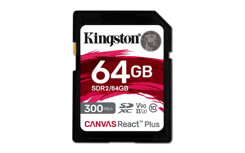 Kingston Canvas React Plus 64GB SDXC Speicherkarte UHS-II 300R/260W U3 V90 for Full HD/4K/8K - SDR2/