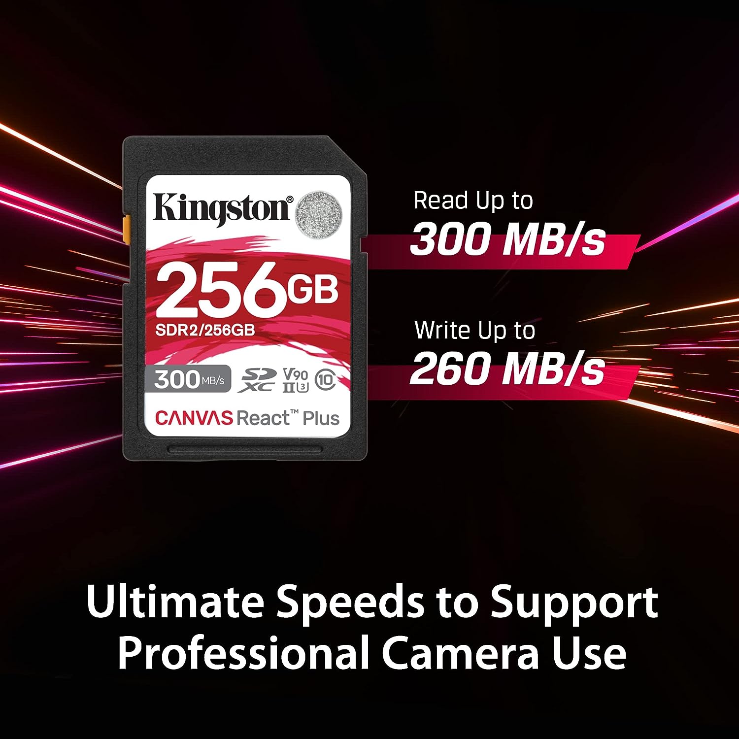 Kingston Canvas React Plus 64GB SDXC Speicherkarte UHS-II 300R/260W U3 V90 for Full HD/4K/8K - SDR2/