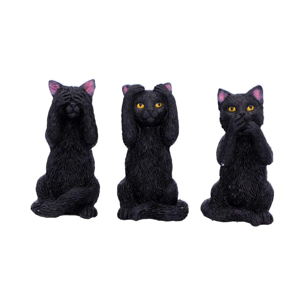 Nemesis Now U4802P9 Three Wise Felines 8.5cm, Black