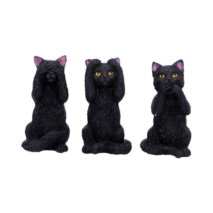 Nemesis Now U4802P9 - Tres Gatos sabios de 8,5 cm, Color Negro