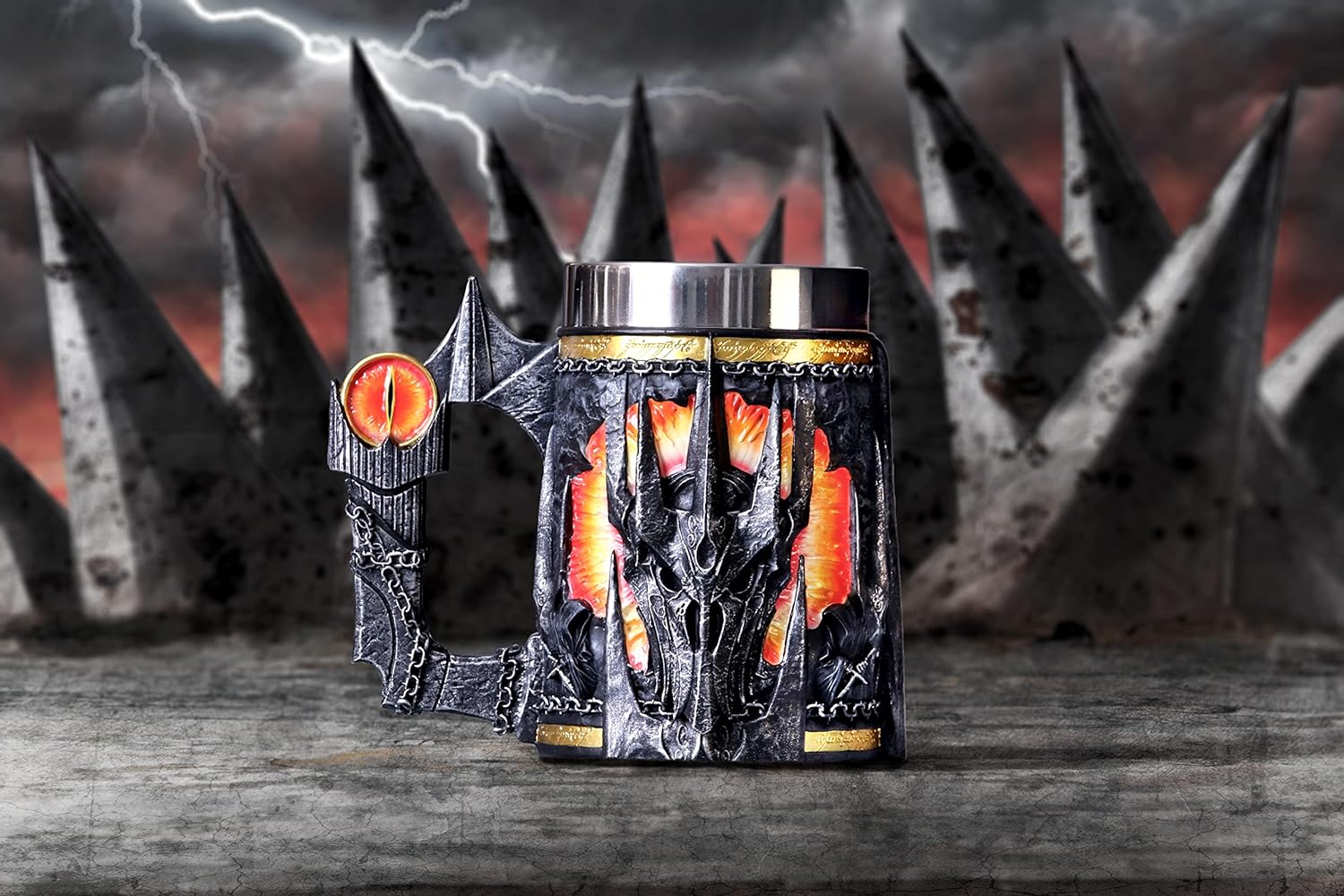 Nemesis Now Officially Licensed Lord of The Rings Sauron Tankard, Grey, 15.5cm