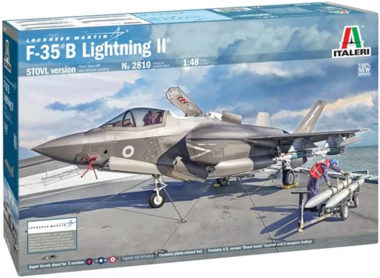 Italeri -2810 F-35 B Lightning II STOVL Version, 1:48 Scale, Model Kit, Model Kit, Plastic Modeling, Multicolor, IT2810