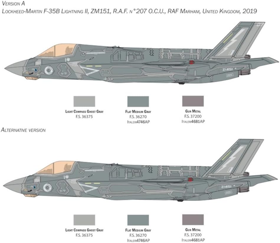 Italeri -2810 F-35 B Lightning II STOVL Version, 1:48 Scale, Model Kit, Model Kit, Plastic Modeling, Multicolor, IT2810