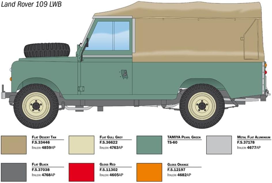 Italeri IT3665 3665 Land Rover 109 LWB, 1:24 Scale, Plastic Model Kit, Multi-Coloured