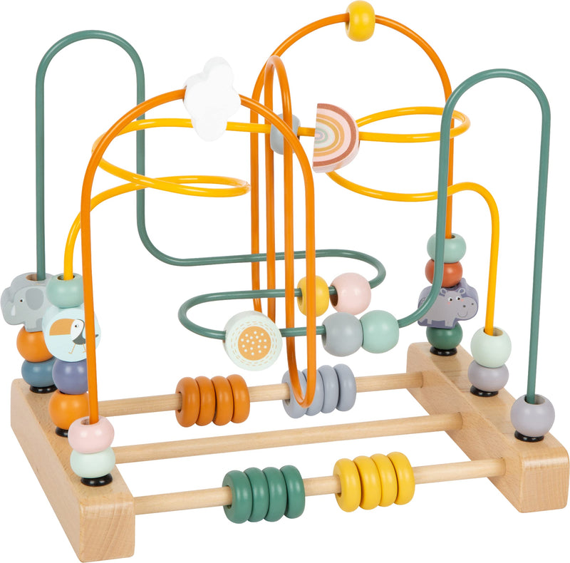 Small Foot 11956 Safari Wooden Motor Skills Toy for Children with 3 Metal Bows from 12 Months Tiere, Multicolored Motor skills loop