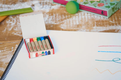 Kitpas Rice Wax Crayon Medium 6 Colours - Bright, Bold Crayons for Almost any Surface including Paper, Glass and Mirrors