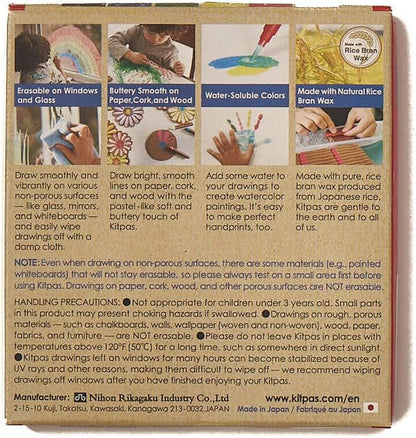 Kitpas Rice Wax Crayon Medium 6 Colours - Bright, Bold Crayons for Almost any Surface including Paper, Glass and Mirrors