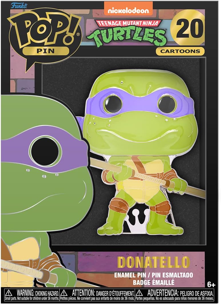 Funko Pop! Large Enamel Pin Teenage Mutant Ninja Turtles (TMNT) : Donatello Enamel Pins - Cute Collectable Novelty Brooch - for Backpacks & Bags - Gift Idea - Official Merchandise - TV Fans