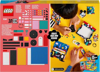 LEGO 41964 DOTS Disney Mickey & Minnie Mouse Back-to-School Project Box, 6in1 Toy Crafts Set with Bag Tags, Sticker Patch and Desk Tidy, Gifts for Kids Aged 6 Plus
