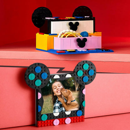 LEGO 41964 DOTS Disney Mickey & Minnie Mouse Back-to-School Project Box, 6in1 Toy Crafts Set with Bag Tags, Sticker Patch and Desk Tidy, Gifts for Kids Aged 6 Plus