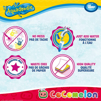 Aquadoodle Cocomelon Doodle Mat, Official Tomy No Mess Colouring & Drawing Game, Suitable for Boys & Girls Aged 18 Months Or Above, Multicolor (E73454