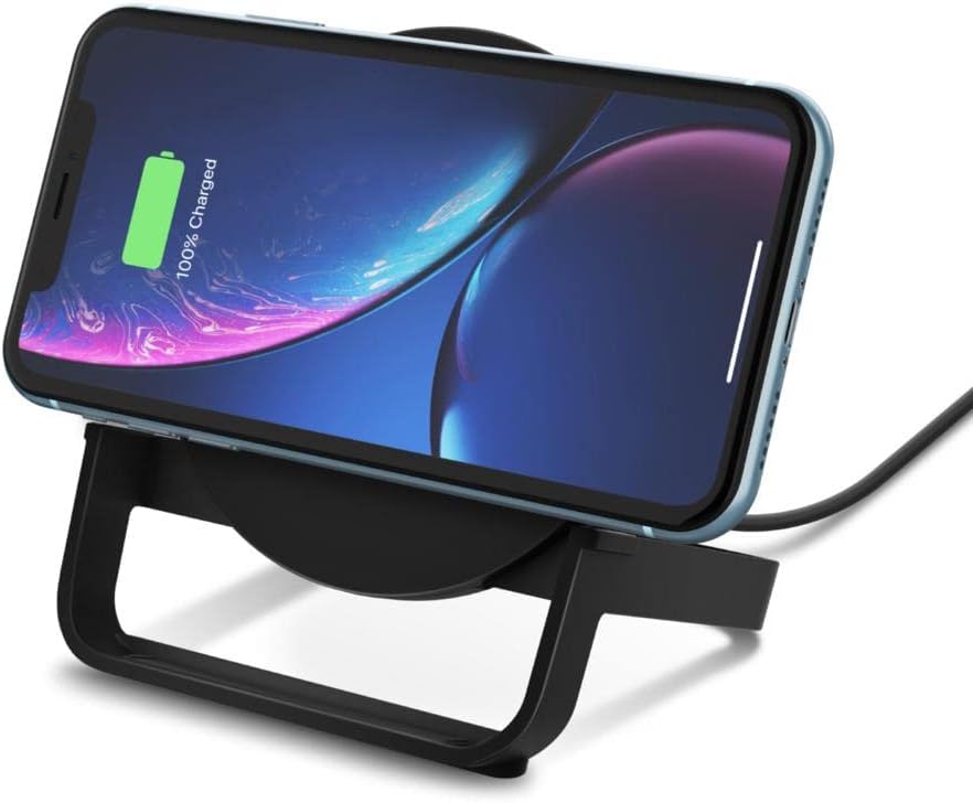 Belkin BoostCharge Wireless Charging Stand 10W (Qi-Certified Fast Wireless Charger for iPhone, Samsung, Google, more), Black
