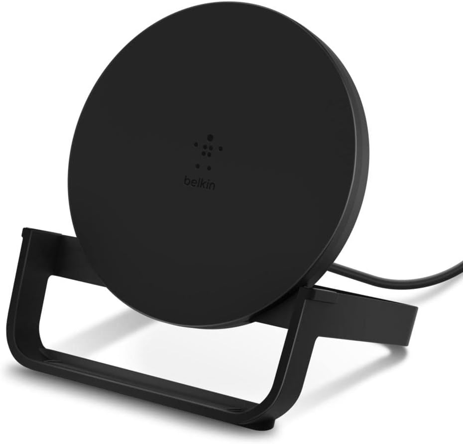 Belkin BoostCharge Wireless Charging Stand 10W (Qi-Certified Fast Wireless Charger for iPhone, Samsung, Google, more), Black