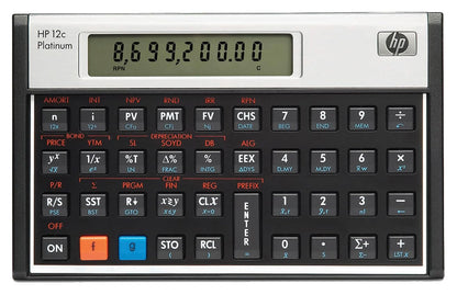 Hewlett Packard  Calculator Financiële Platinum RPN Algebraïsche Programmeerbare Ref HP12C PLATINUM
