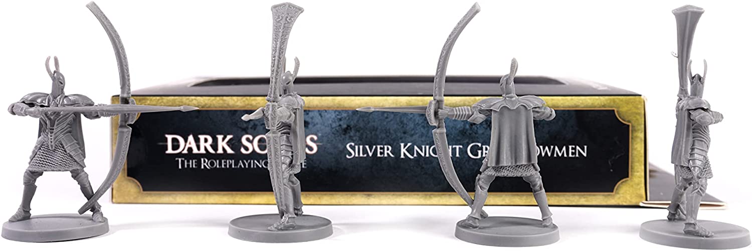 Dark Souls Il gioco di ruolo: Silver Knight Greatbowmen Miniature & Statistiche Cards. DnD, RPG, D & D, Dungeons & Dragons. Compatibile 5E