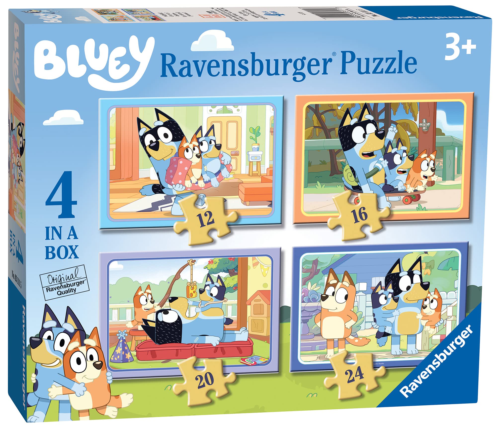 Ravensburger Bluey - 4 in Box (12, 16, 20, 24 Pieces) Jigsaw Puzzles for Kids Age 3 Years Up