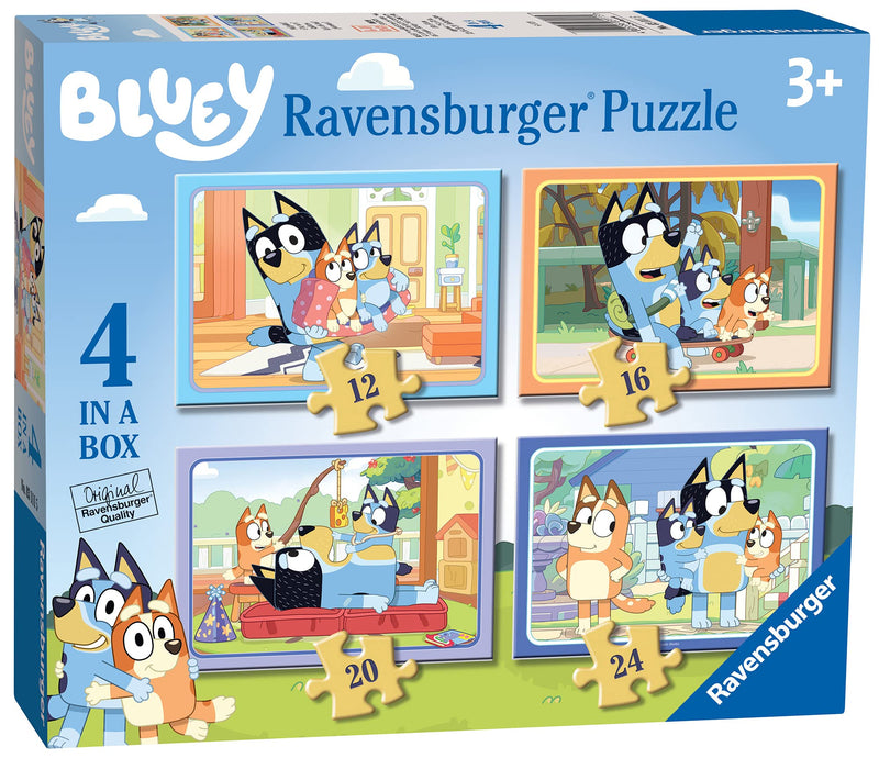 Ravensburger Bluey - 4 in Box (12, 16, 20, 24 Pieces) Jigsaw Puzzles for Kids Age 3 Years Up