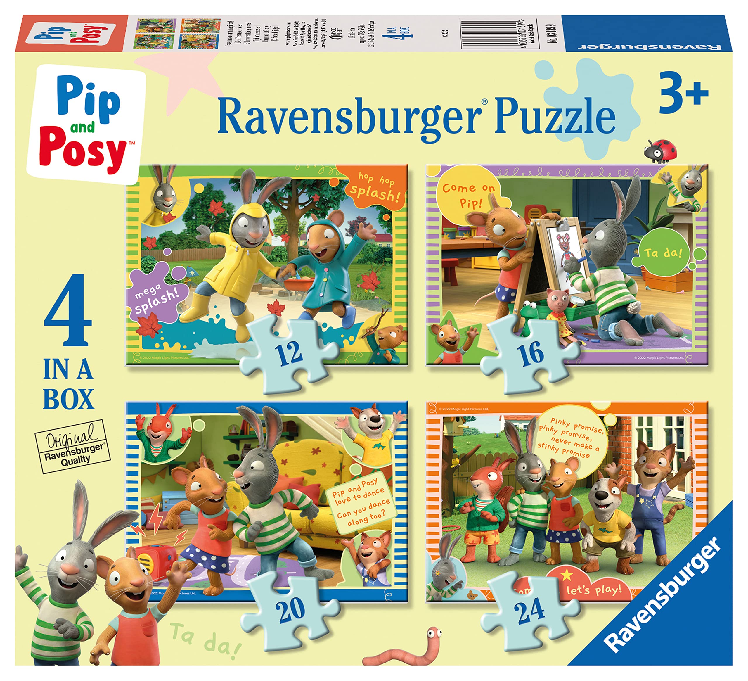Ravensburger Pip & Posy Jigsaw Puzzles for Kids Age 3 Years Up - 4 in a Box (12, 16, 20, 24 Pieces) - Educational Toys for Toddlers