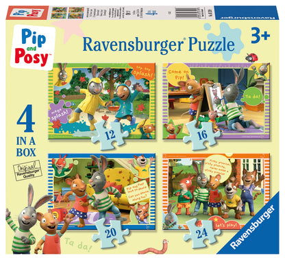 Ravensburger Pip & Posy Jigsaw Puzzles for Kids Age 3 Years Up - 4 in a Box (12, 16, 20, 24 Pieces) - Educational Toys for Toddlers